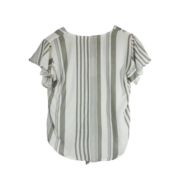 Stripe & Stare Womens Button Front Striped Tie Hem Top Size Medium Nautical - Picture 2 of 13